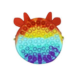 Jucarie antistres din silicon Flippy, Geanta Pop It, Vacuta, 16 cm, Curcubeu - vivimall.ro