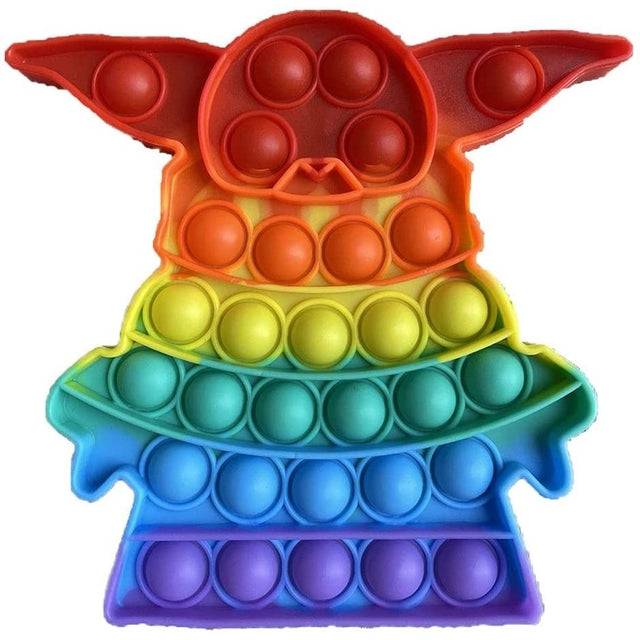 Jucarie antistres din silicon, Vivimall, Pop It Now and Flip It, Baby Yoda, Curcubeu - vivimall.ro