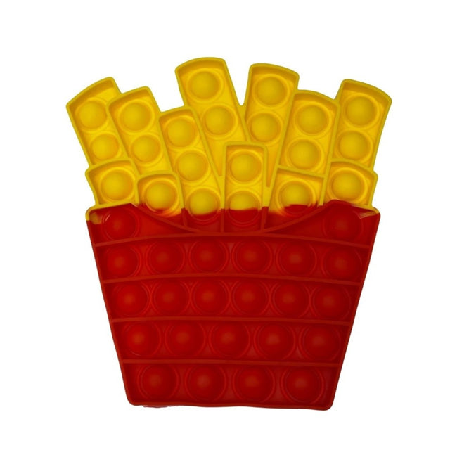 Jucarie antistres din silicon Vivimall, Pop it Now and Flip It , Cartofi prajiti, 14.5x16 cm, Rosu/Galben - vivimall.ro