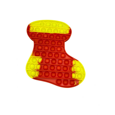 Jucarie Antistres Din Silicon, Pop It Now And Flip It, Ciorap Craciun, Rosu/Galben - vivimall.ro