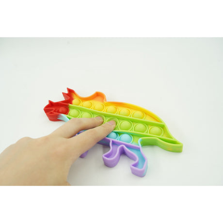 Jucarie Antistres Din Silicon, Pop It Now And Flip It, Dinozaur Mic, Multicolor V3 - vivimall.ro