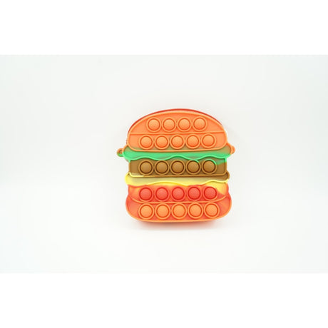 Jucarie antistres din silicon, Flippy, Pop It Now and Flip It, Geanta de umar, Hamburger, Portocaliu - vivimall.ro