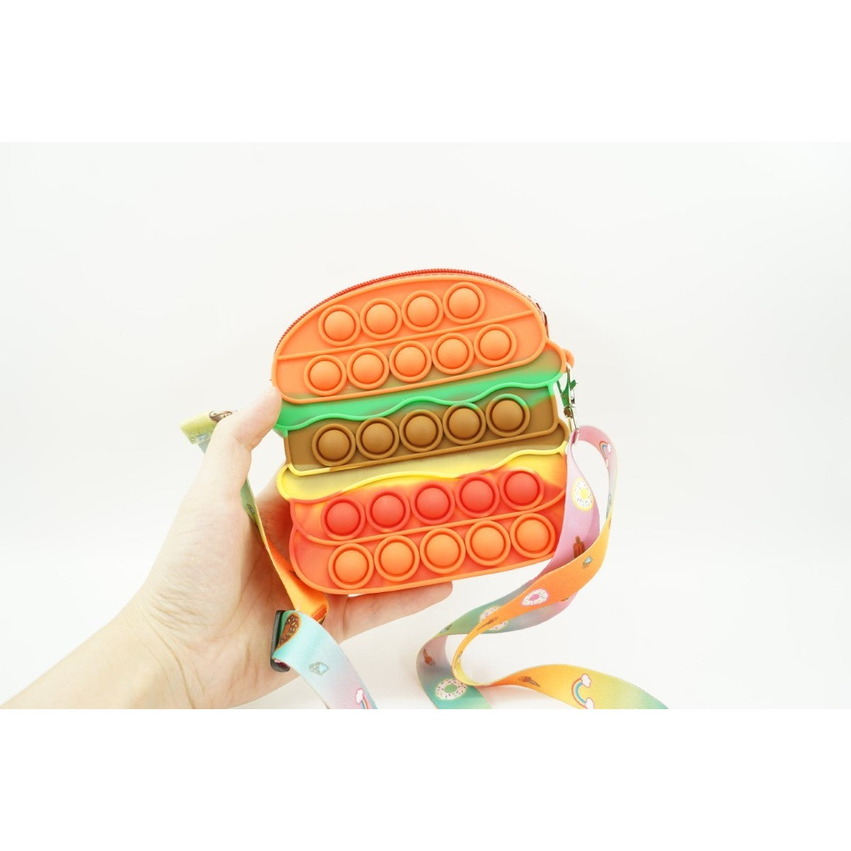 Jucarie Antistres Din Silicon, Pop It Now And Flip It, Geanta De Umar, Hamburger