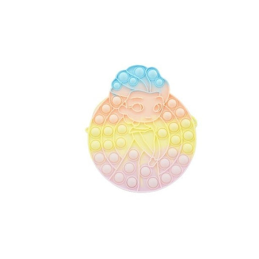 Jucarie antistres din silicon, Flippy, Pop It Now and Flip It, Geanta de umar, Mica printesa, 16 cm, Macarons - vivimall.ro