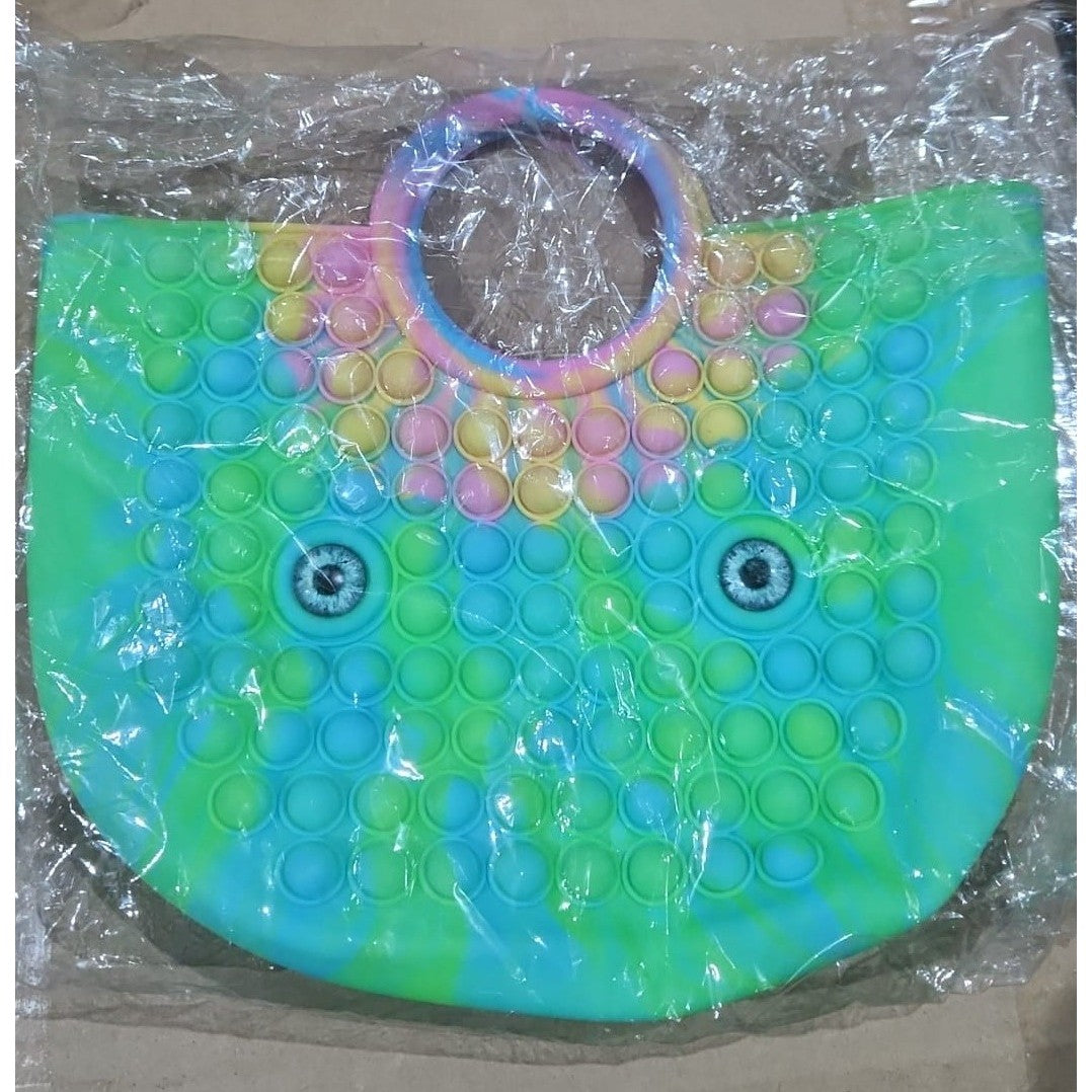 Jucarie Antistres, Vivimall, Tip Pop It Now and Flip It, Geanta, din Silicon, 28 cm, Multicolor - vivimall.ro