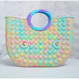 Jucarie Antistres, Vivimall, Tip Pop It Now and Flip It, Geanta, din Silicon, 28 cm, Multicolor - vivimall.ro