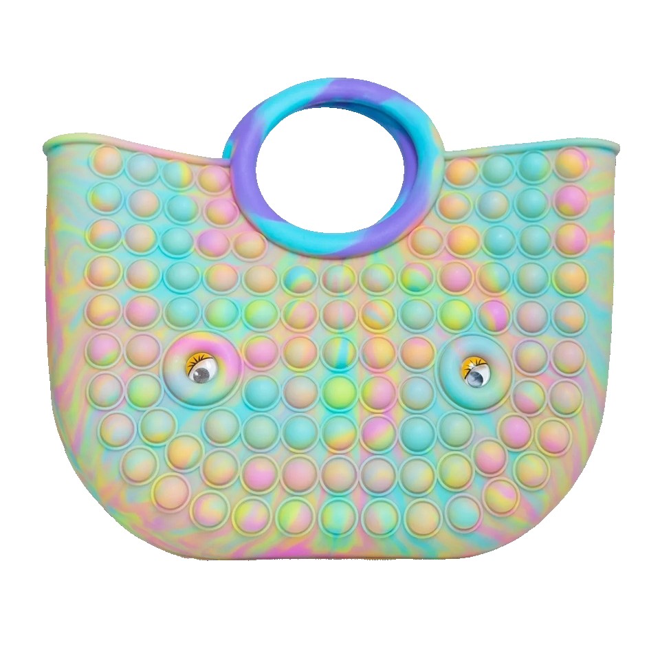 Jucarie Antistres, Vivimall, Tip Pop It Now and Flip It, Geanta, din Silicon, 28 cm, Multicolor - vivimall.ro