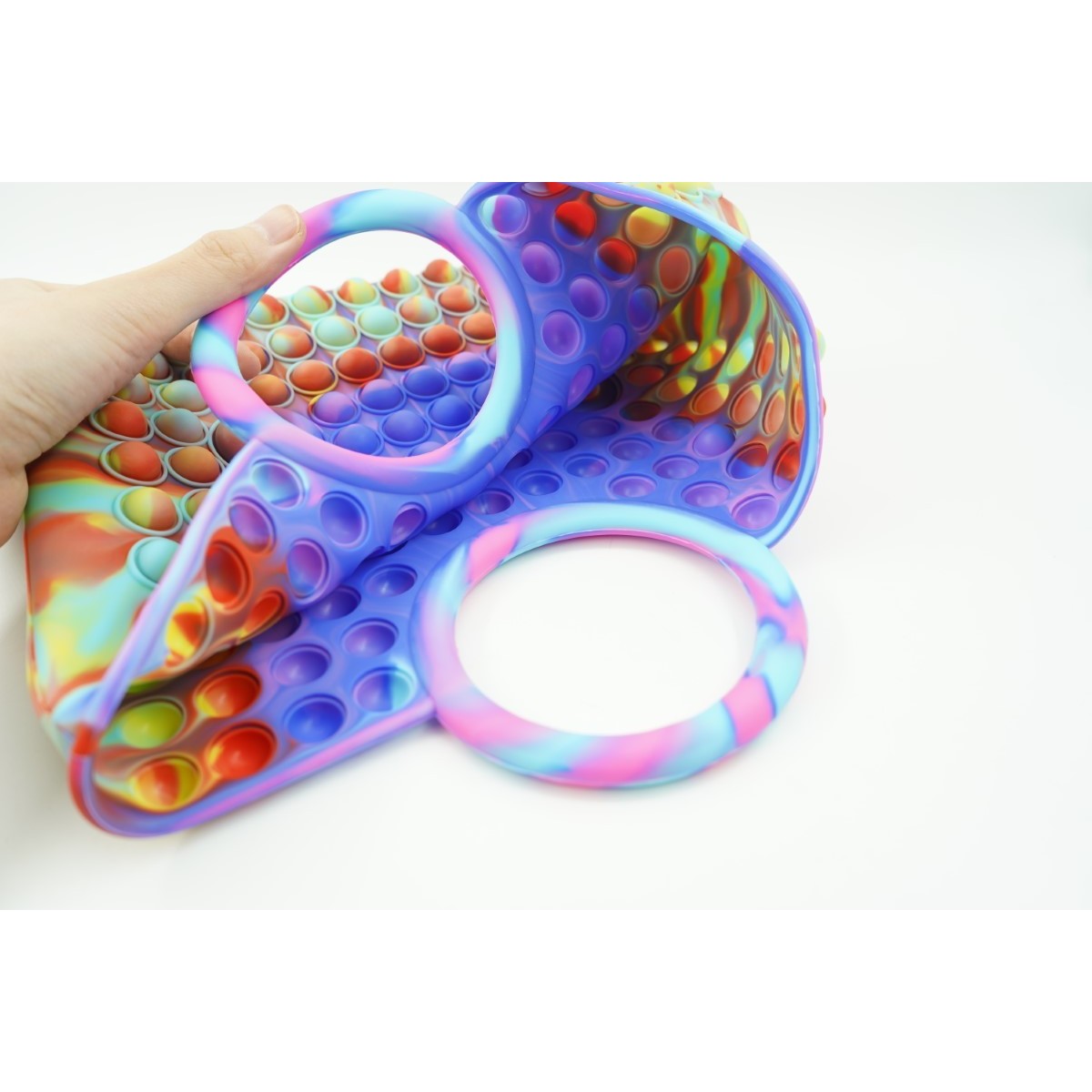 Jucarie Antistres din silicon Flippy, Pop It Now And Flip It, Geanta mare, 28 cm, Multicolor, V5 - vivimall.ro