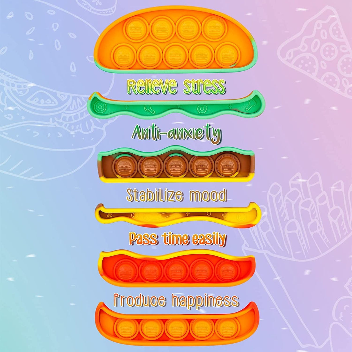 Jucarie Antistres Din Silicon, Pop It Now And Flip It, Hamburger