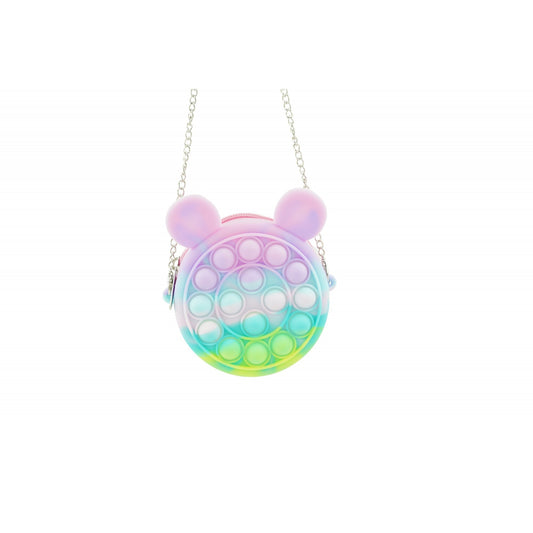 Jucarie antistres din silicon Vivimall, Pop it Now and Flip It ,Mini Geanta, Mickey Mouse, 6 cm, Macarons - vivimall.ro