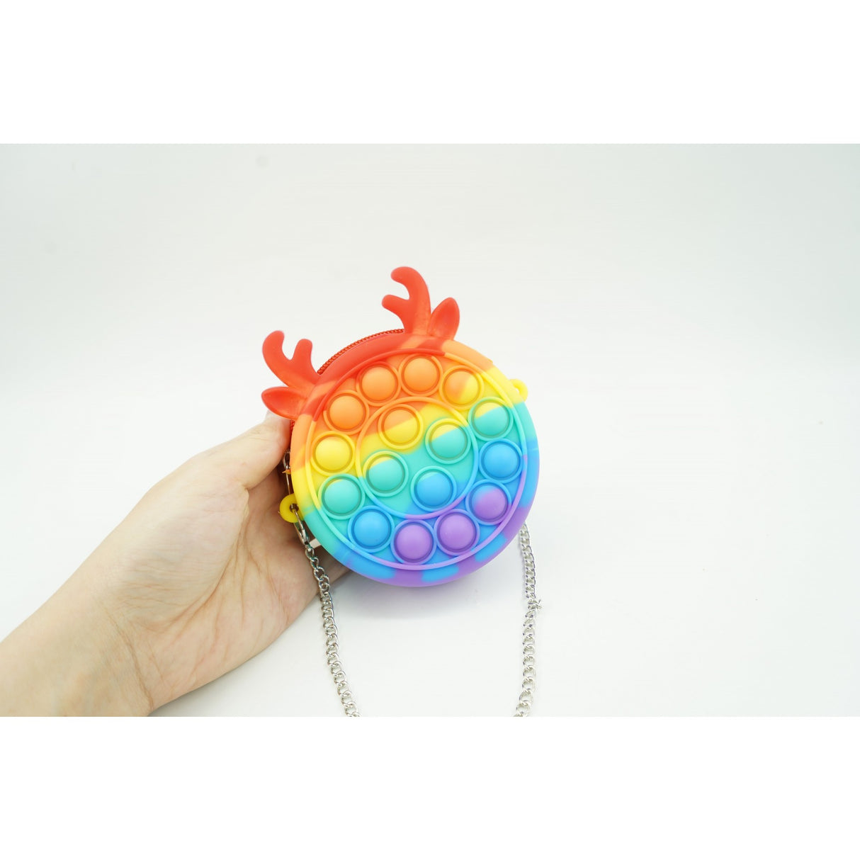 Jucarie antistres din silicon Flippy, Pop it Now and Flip It ,Mini Geanta, Ren, 6 cm, Curcubeu - vivimall.ro