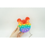 Jucarie antistres din silicon Flippy, Pop it Now and Flip It ,Mini Geanta, Soricel, 6 cm, Curcubeu - vivimall.ro