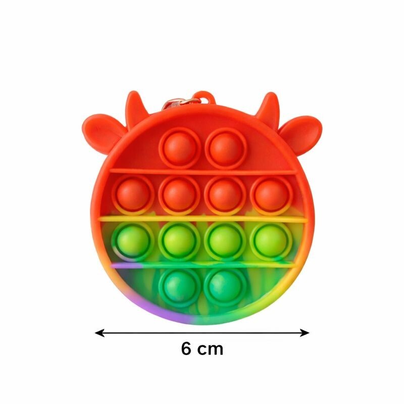 Jucarie Antistres din Silicon, Flippy, Pop It Now And Flip It, Portofel, 6 cm, Vacuta Multicolor - vivimall.ro