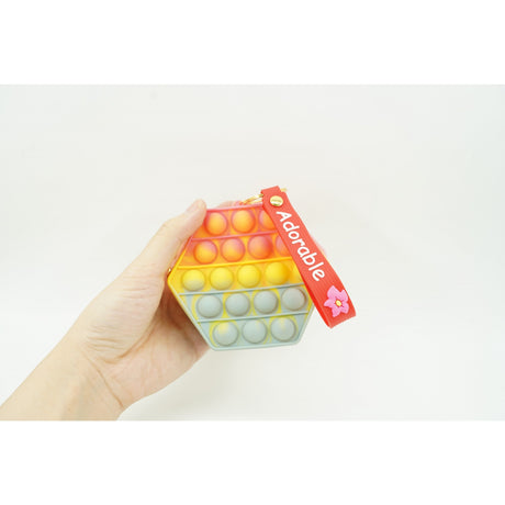 Jucarie Antistres Din Silicon, Pop It Now And Flip It, Portofel Hexagon, Rosu/