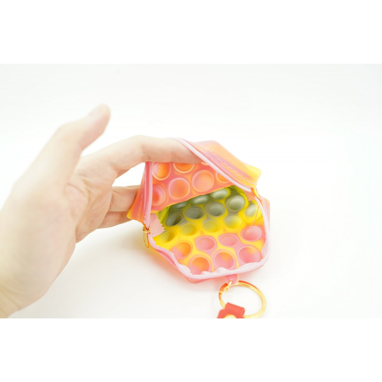 Jucarie antistres din silicon, Flippy, Pop It Now and Flip It, Portofel hexagon, Rosu/Roz - vivimall.ro