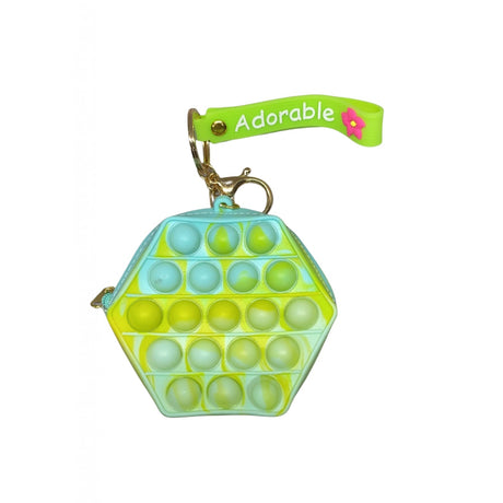 Jucarie antistres din silicon, Flippy, Pop It Now and Flip It, Portofel hexagon, Verde/Bleu - vivimall.ro