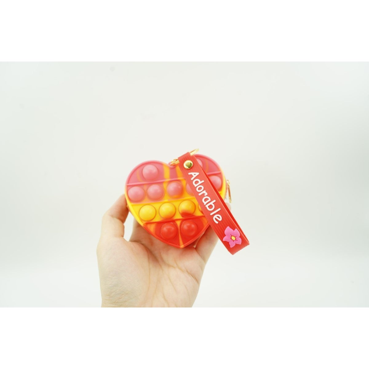 Jucarie antistres din silicon, Flippy, Pop It Now and Flip It, Portofel inima, Rosu/Galben - vivimall.ro
