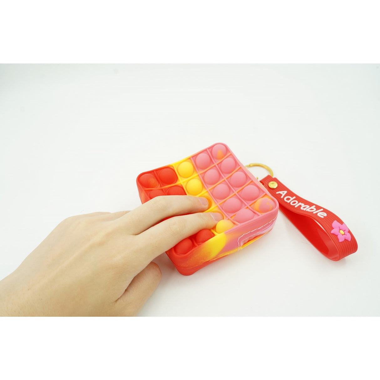 Jucarie Antistres Din Silicon, Pop It Now And Flip It, Portofel Patrat, Rosu/