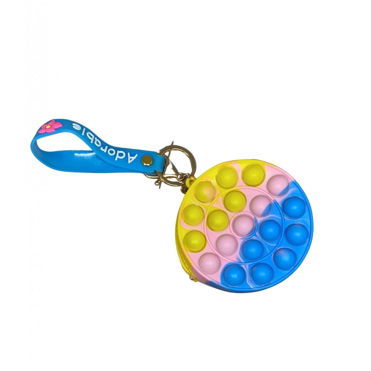 Jucarie antistres din silicon, Flippy, Pop It Now and Flip It, Portofel rotund, Galben/Albastru - vivimall.ro