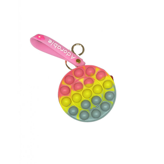 Jucarie antistres din silicon, Vivimall, Pop It Now and Flip It, Portofel rotund, Roz/Gri - vivimall.ro