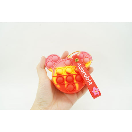 Jucarie antistres din silicon, Flippy, Pop It Now and Flip It, Portofel ursulet, Alb/Galben - vivimall.ro