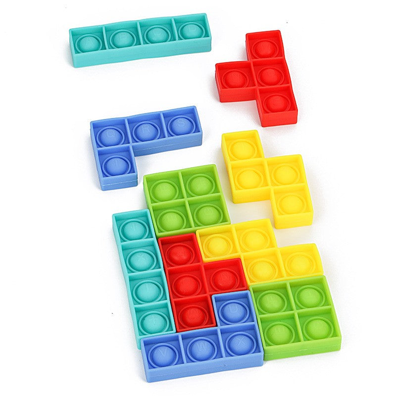 Jucarie Antistres Din Silicon Pop It Now And Flip It, Puzzle Soft Blocks, 10 Piese