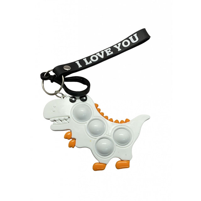 Jucarie Antistres Din Silicon, Pop It Now And Flip It, Simple Dimple, Breloc, Dinozaur, Alb - vivimall.ro