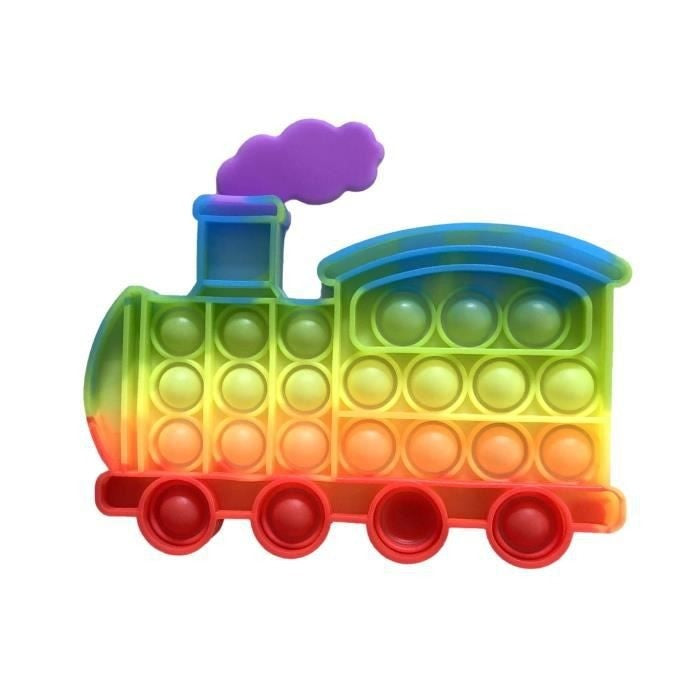 Jucarie Antistres Din Silicon, Pop It Now And Flip It, Tren, Multicolor - vivimall.ro