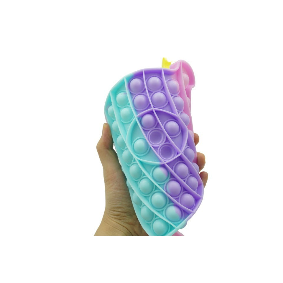 Jucarie antistres din silicon, Pop it Now and Flip It, Delfin dublu XXL 30 cm, Multicolor - vivimall.ro