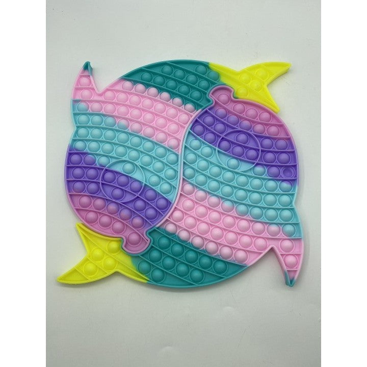 Jucarie antistres din silicon, Pop it Now and Flip It, Delfin dublu XXL 30 cm, Multicolor - vivimall.ro