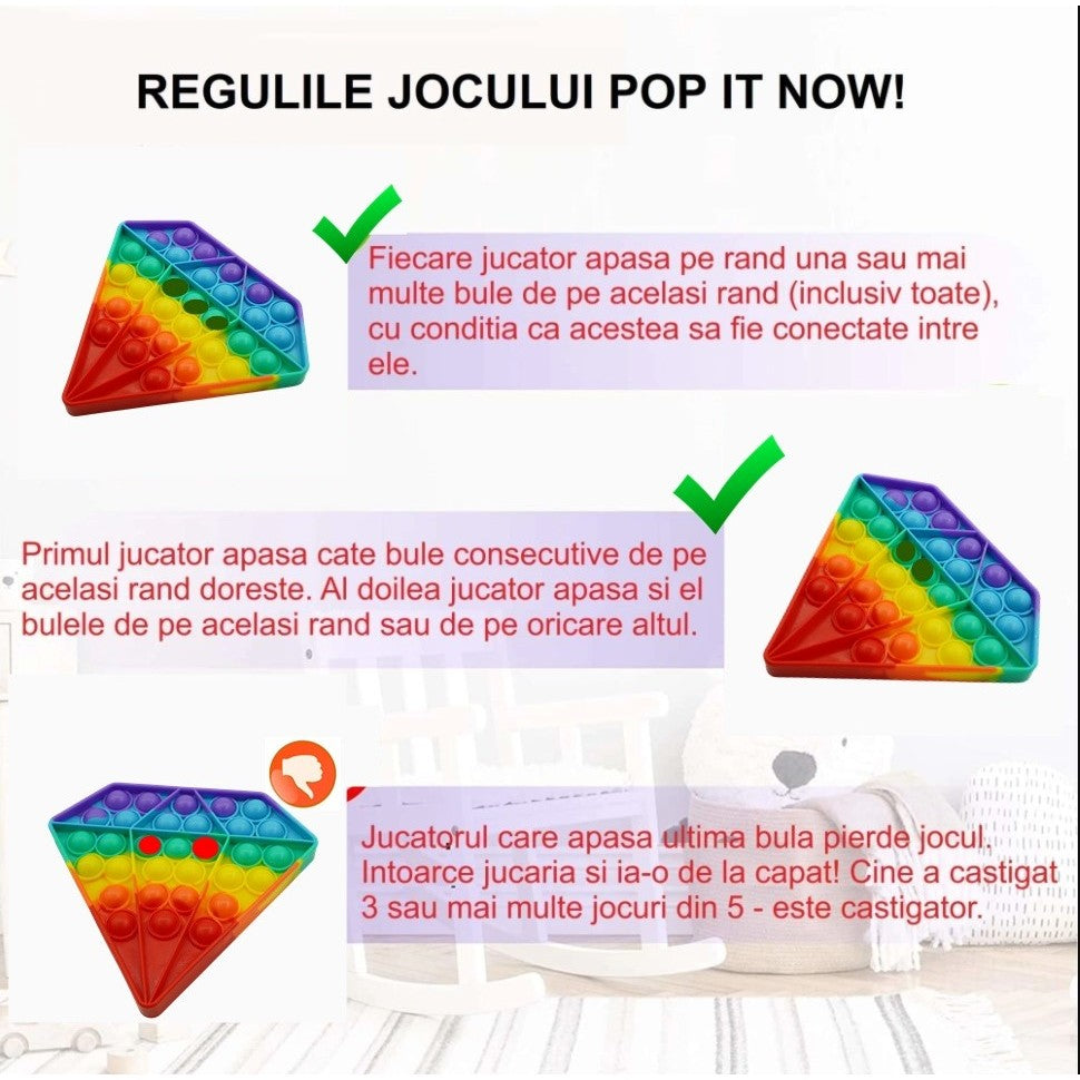 Jucarie Antistres Din Silicon, Pop It Now And Flip It, Diamant