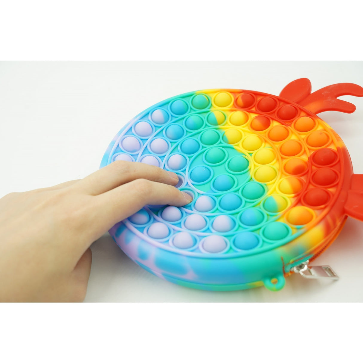 Jucarie antistres din silicon, Pop it Now and Flip It, Flippy, Geanta, Model 2, Multicolor - vivimall.ro