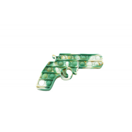 Jucarie antistres din silicon, Pop It Now and Flip It, Pistol, Alb/Verde - vivimall.ro
