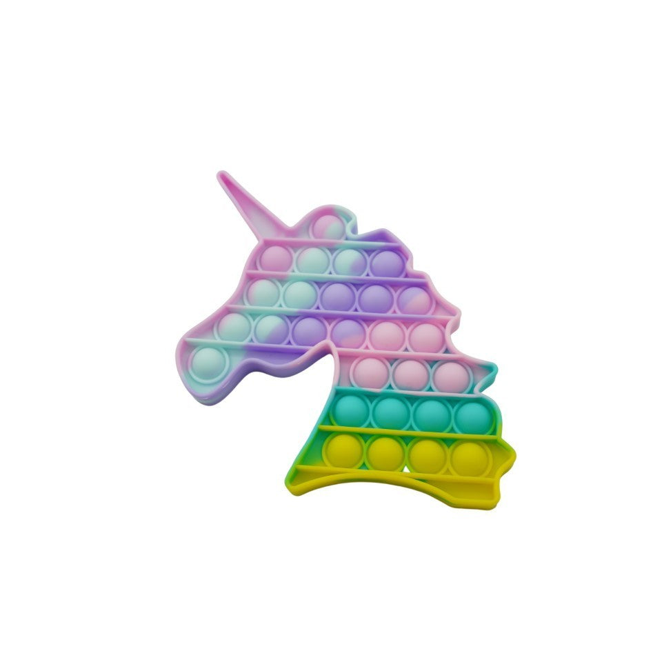 Detaliu bule silicon jucărie Pop it Unicorn multicolor, apăsare și sunet plăcut, Model 3
