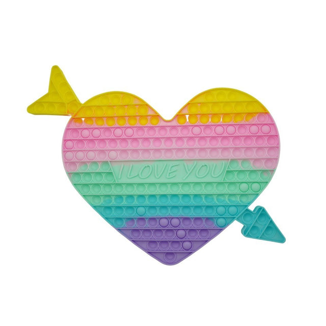 Jucarie antistres din silicon Pop it now, Inima, multicolor, urias, model 3 - vivimall.ro