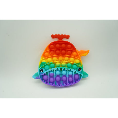 Jucarie antistres din silicon Pop it now, Rechin, 19 cm, Multicolor - vivimall.ro