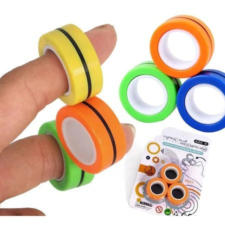 Jucarie Antistres Inele Magnetice, 3 Piese, Multicolor