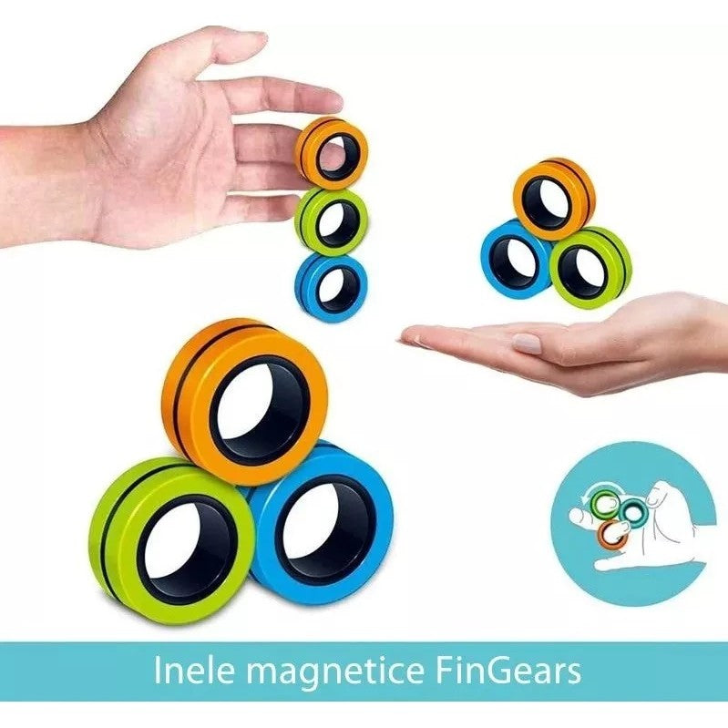 Jucarie Antistres Inele Magnetice, 3 Piese, Multicolor