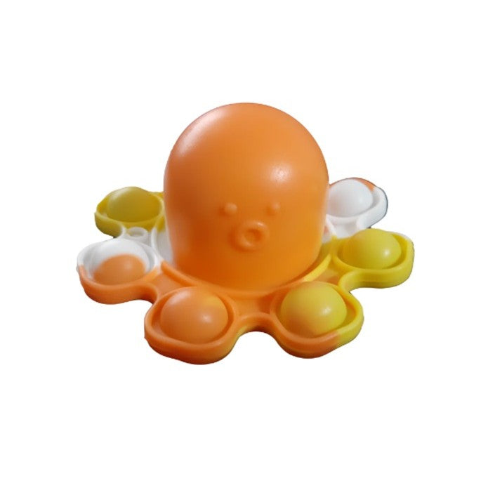 Jucarie Antistres, Flippy, Tip Pop It, Caracatita Reversibila, din Silicon, 20 x 10 cm, Portocaliu