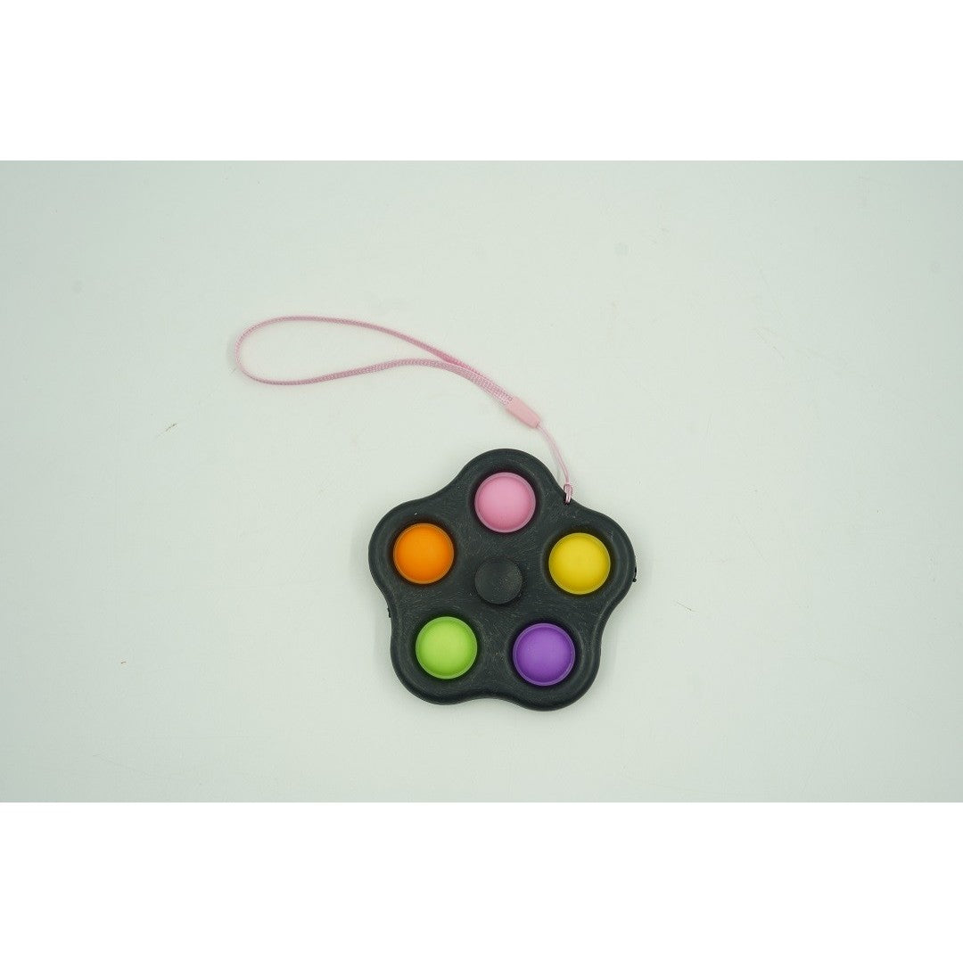 Jucarie Antistres Simple Dimple Fidget Toy Spinner Cu 5 Buline, Multicolor/Negru - vivimall.ro