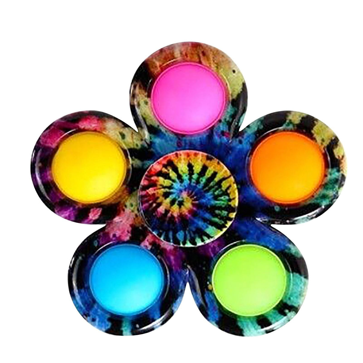 Jucarie Antistres Simple Dimple Fidget Toy Spinner Cu 5 Buline, Multicolor Rainbow - vivimall.ro
