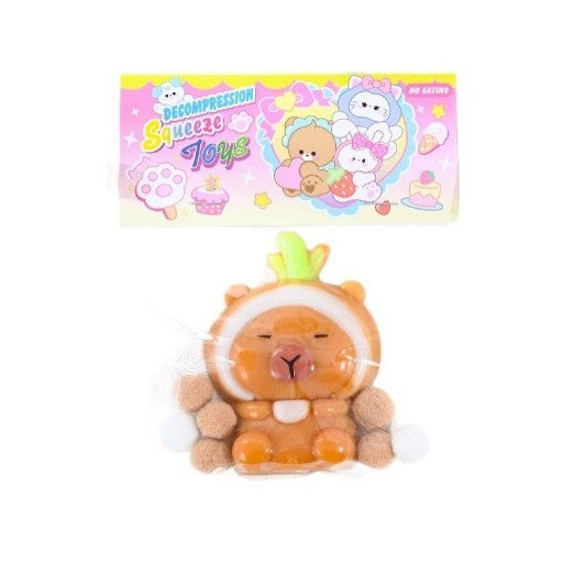Jucarie Antistres Squishy, Flippy, cu Revenire Lenta, Model Capybara, 7cmx6.5 cm, din TPR, Ambalaj Transparent, Maro - vivimall.ro