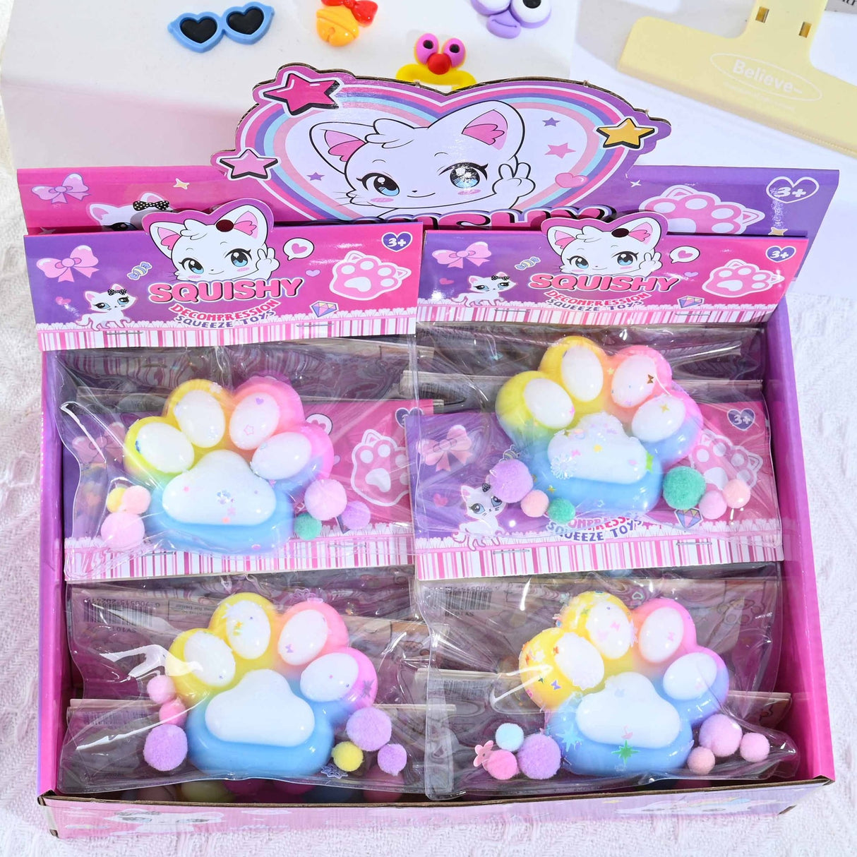 Jucarie Antistres Squishy, Cu Revenire Lenta, Labuta De Pisica Pufoasa, 7.5 Cm, Ambalaj , Multicolor