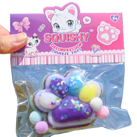 Jucarie Antistres Squishy, Vivimall, Labuta de Pisica Squeeze Toys, cu Revenire Lenta, 7.5 cm, Model 270513, Multicolor - vivimall.ro