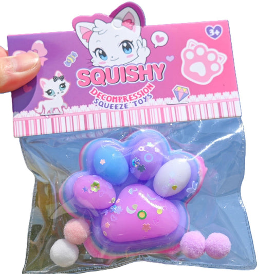 Jucarie Antistres Squishy, Vivimall, Labuta de Pisica Squeeze Toys, cu Revenire Lenta, 7.5 cm, Model 270516, Multicolor - vivimall.ro