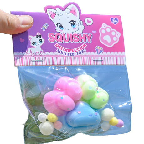 Jucarie Antistres Squishy, Cu Revenire Lenta, Labuta De Pisica Pufoasa, 7.5 Cm, Ambalaj , Multicolor - vivimall.ro