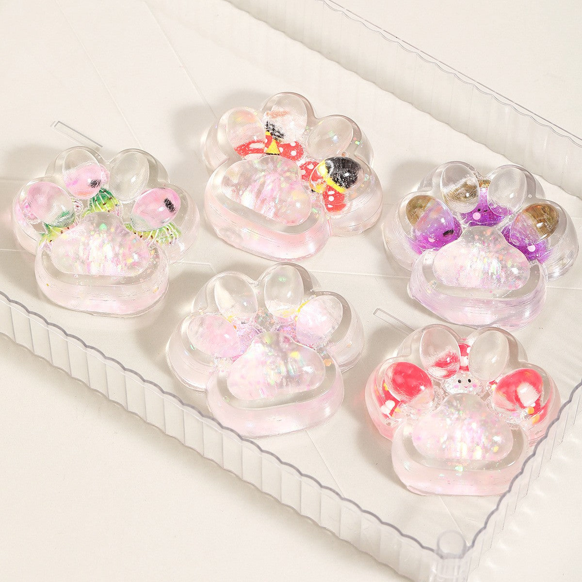 Jucarie Antistres Squishy, Flippy, Labuta de Pisica Pufoasa, cu Revenire Lenta, 7 x 6.5 cm, Model Ciuperca, Multicolor - vivimall.ro