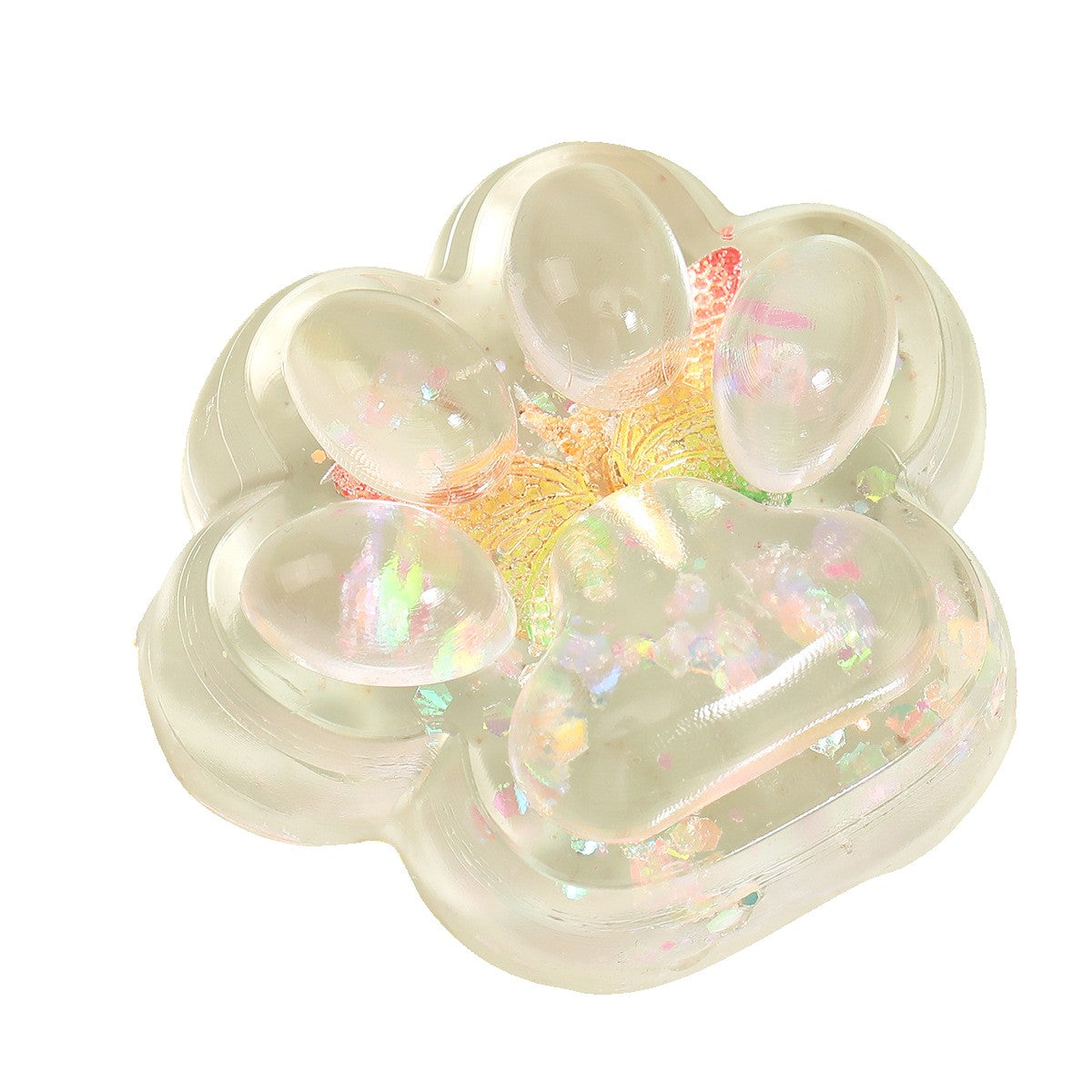 Jucarie Antistres Squishy, Flippy, Labuta de Pisica Pufoasa, cu Revenire Lenta, 7 x 6.5 cm, Model Fluturi, Multicolor - vivimall.ro