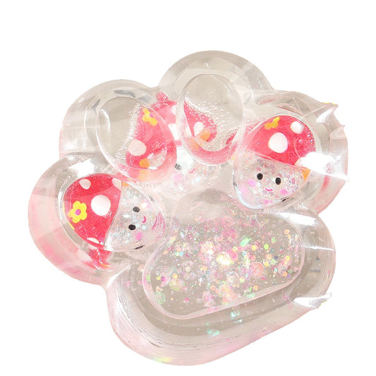 Jucarie Antistres Squishy, Vivimall, Labuta de Pisica Pufoasa, cu Revenire Lenta, 7 x 6.5 cm, Model Ciuperca, Multicolor - vivimall.ro