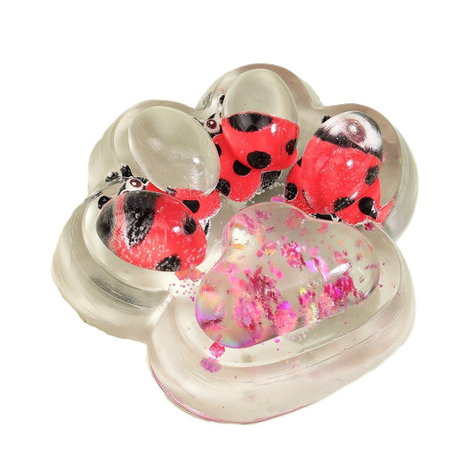 Jucarie Antistres Squishy, Vivimall, cu Revenire Lenta, Squeeze Pinch Family, Model Cat Paw, 6.5 x 7 cm, din Tpr, 4-6 Ani, Model 7 Insecte, Transparent - vivimall.ro
